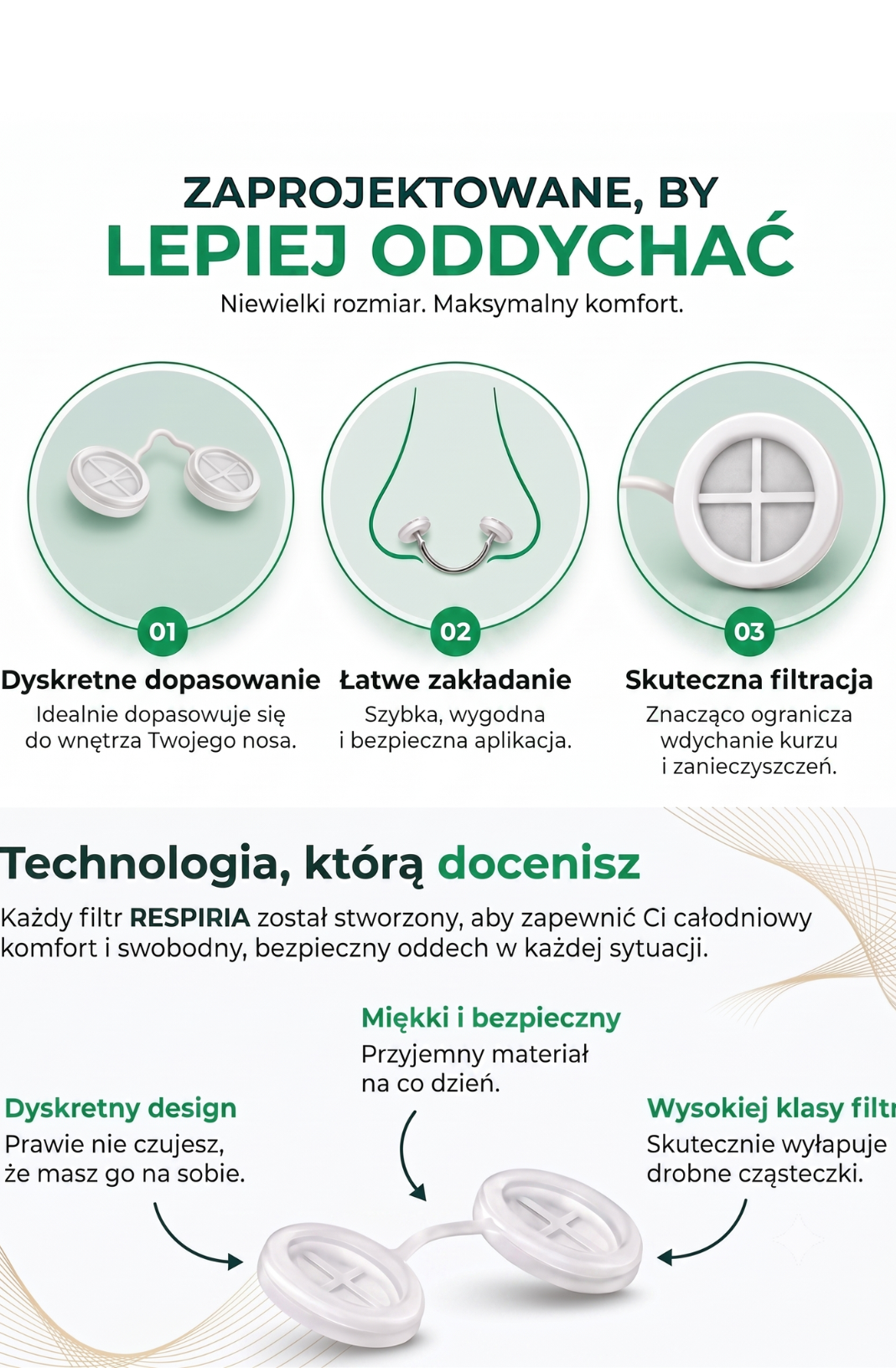 RESPIRIA™ – Ochronne Filtry do Nosa