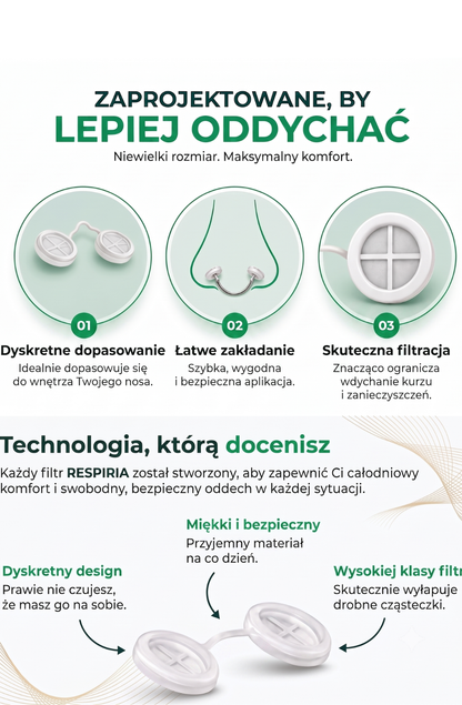 RESPIRIA™ – Ochronne Filtry do Nosa